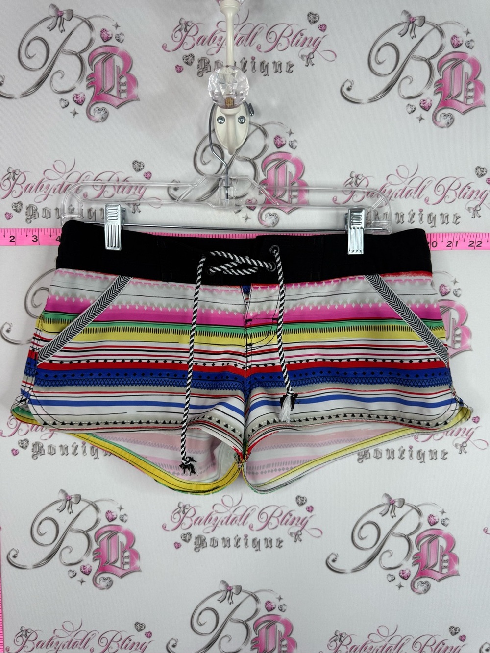 Rip Curl shorts swim Multicolor Striped Athletic mini booty Black Waistband